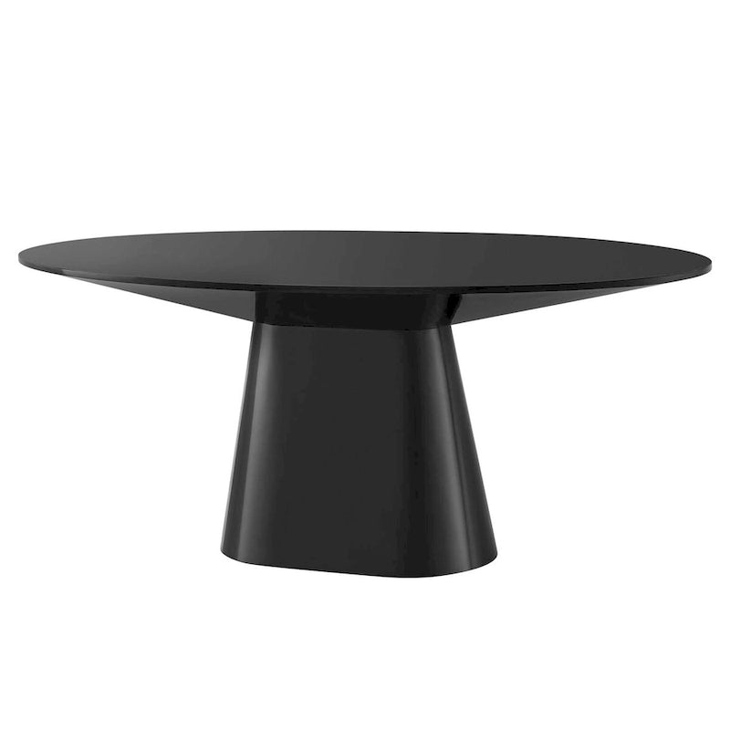 White / Black High Gloss Oval Dining Table, Seats 6