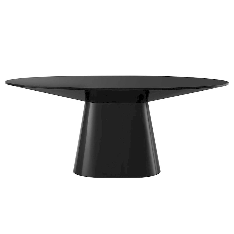 White / Black High Gloss Oval Dining Table, Seats 6