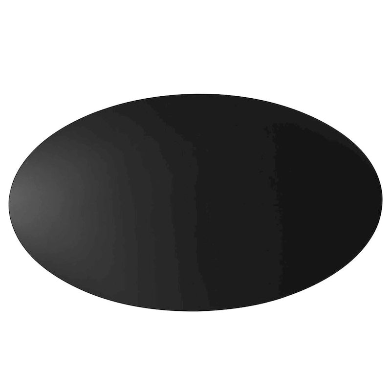 White / Black High Gloss Oval Dining Table, Seats 6