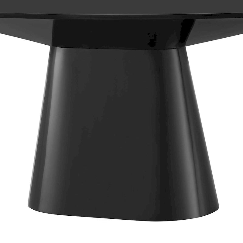 White / Black High Gloss Oval Dining Table, Seats 6