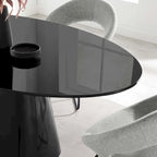 White / Black High Gloss Oval Dining Table, Seats 6