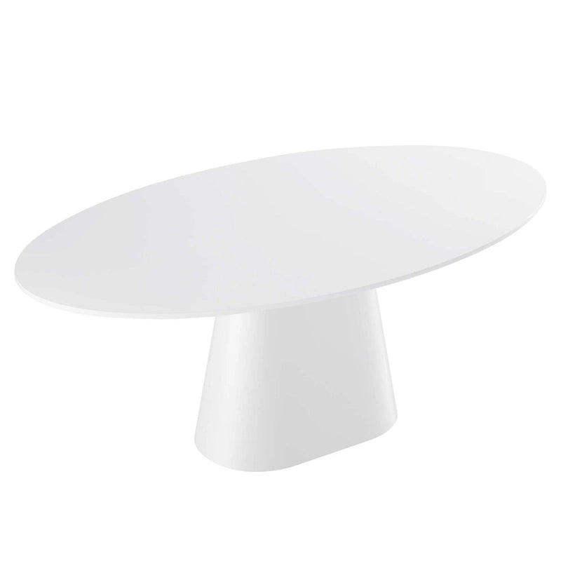 White / Black High Gloss Oval Dining Table, Seats 6