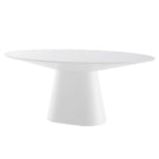 White / Black High Gloss Oval Dining Table, Seats 6
