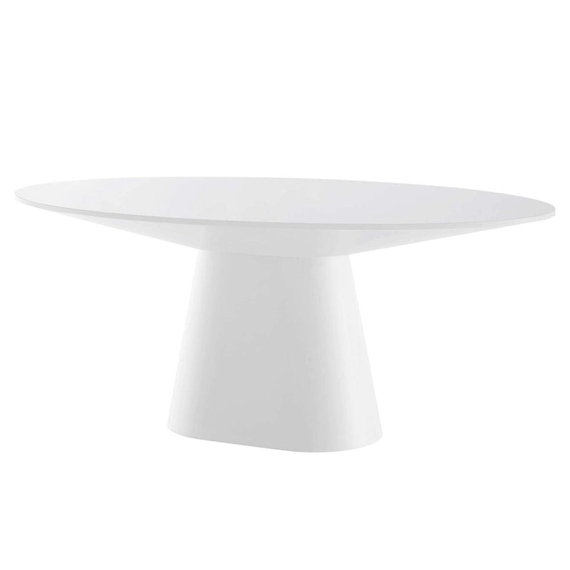 White / Black High Gloss Oval Dining Table, Seats 6
