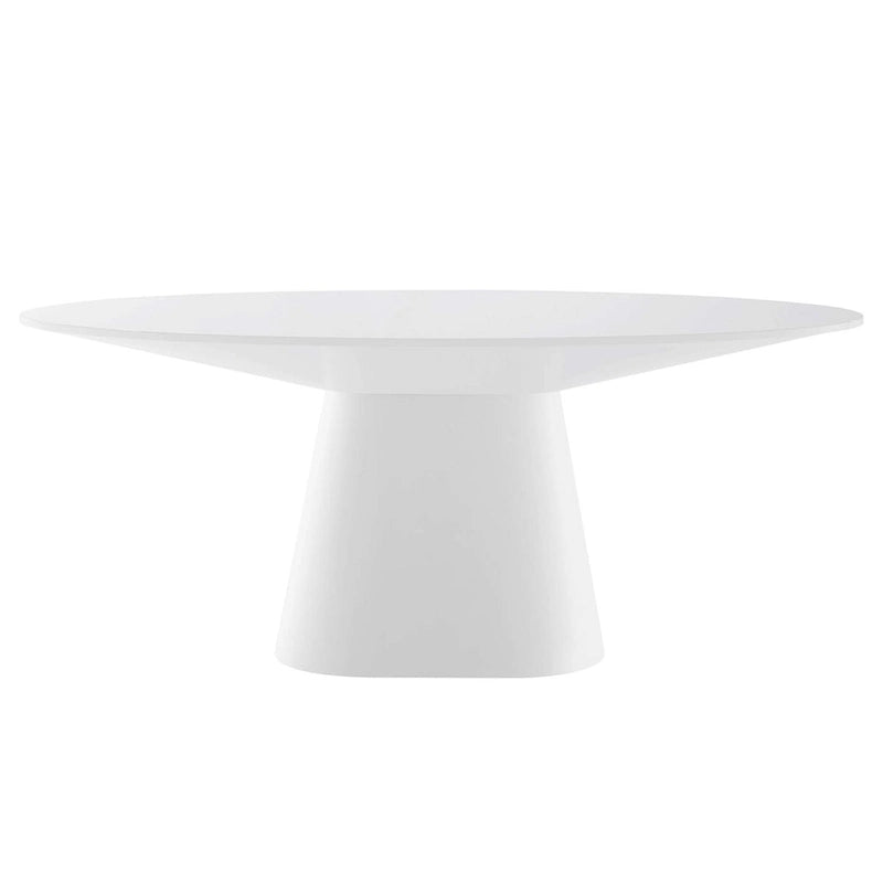 White / Black High Gloss Oval Dining Table, Seats 6