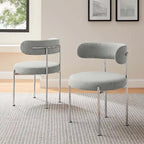 Grey/Beige Fabric Dining Side Chair, Set of 2