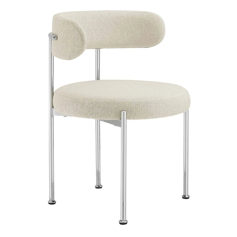 Grey/Beige Fabric Dining Side Chair, Set of 2