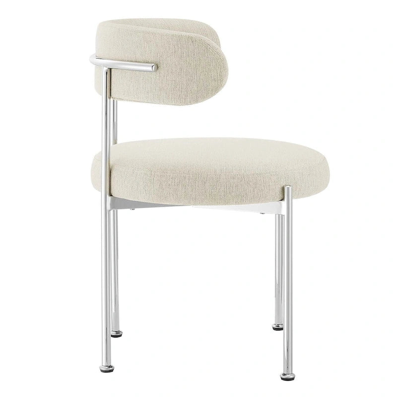 Grey/Beige Fabric Dining Side Chair, Set of 2