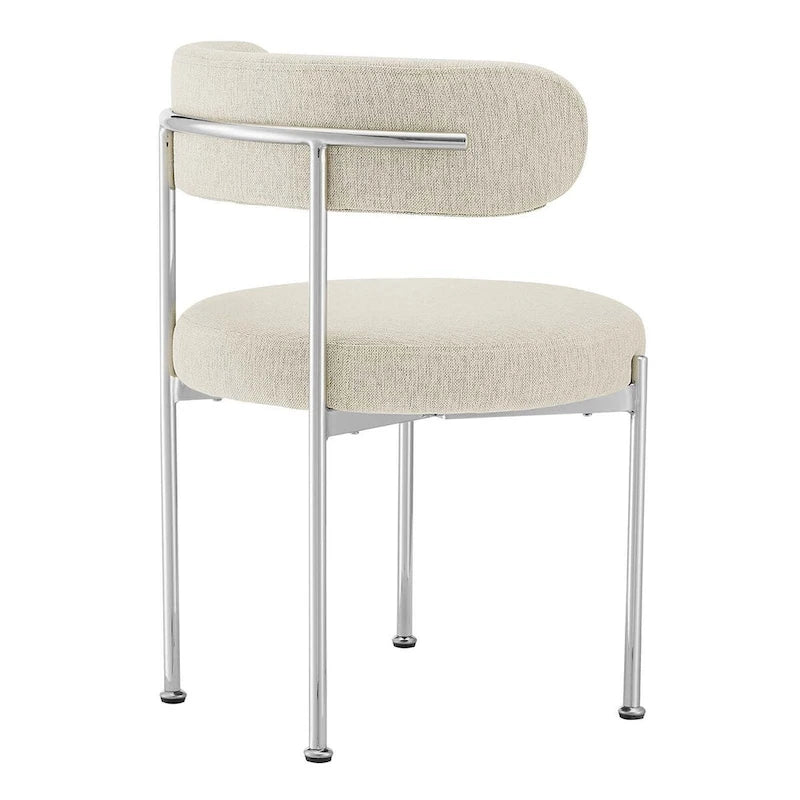 Grey/Beige Fabric Dining Side Chair, Set of 2