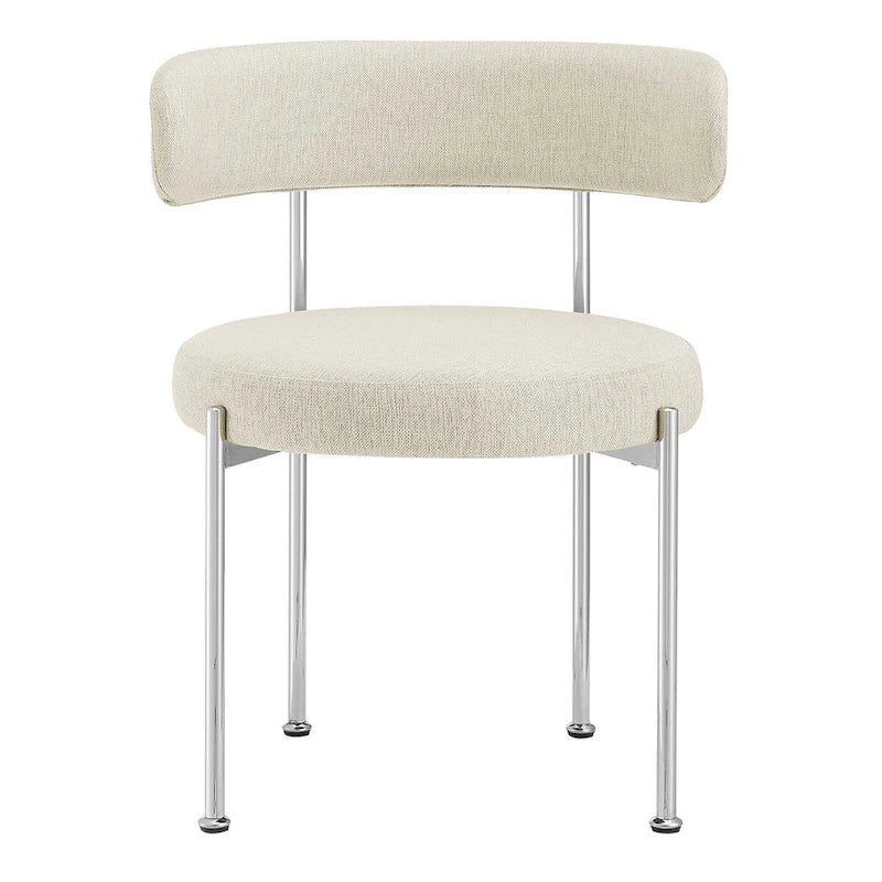 Grey/Beige Fabric Dining Side Chair, Set of 2