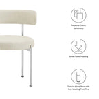 Grey/Beige Fabric Dining Side Chair, Set of 2