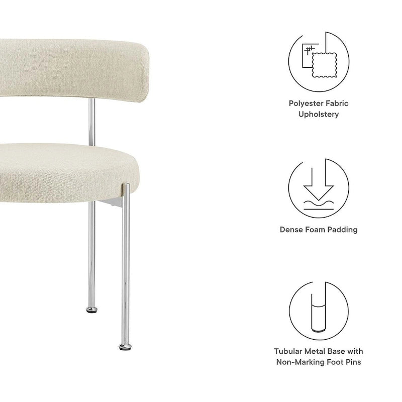 Grey/Beige Fabric Dining Side Chair, Set of 2