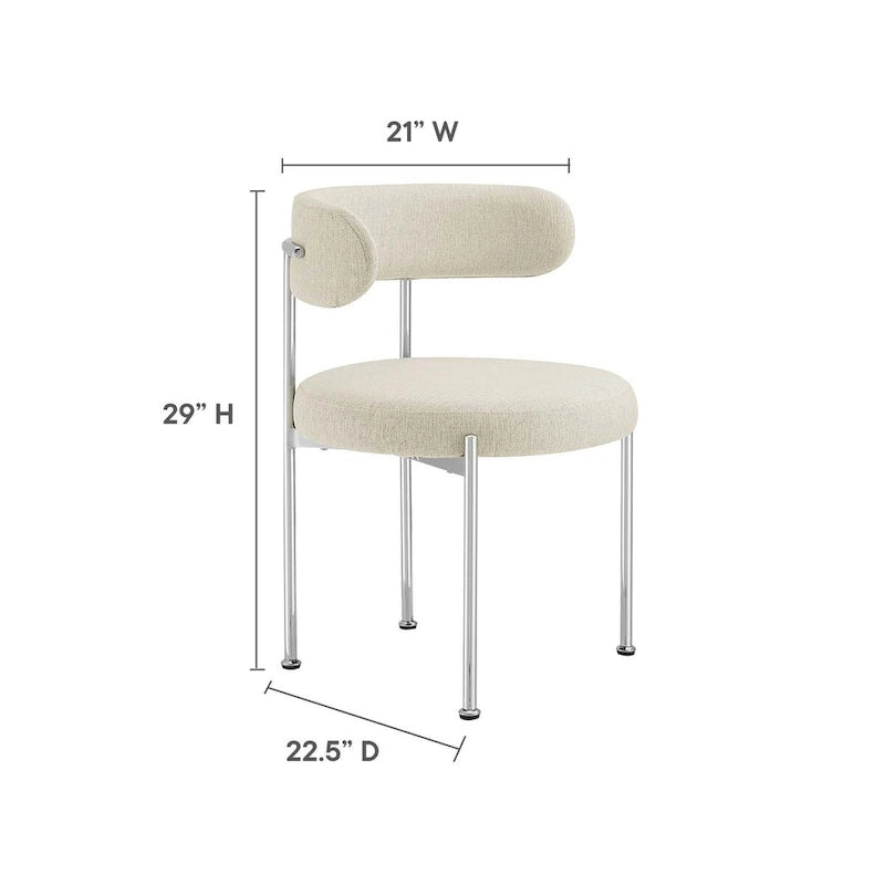Grey/Beige Fabric Dining Side Chair, Set of 2