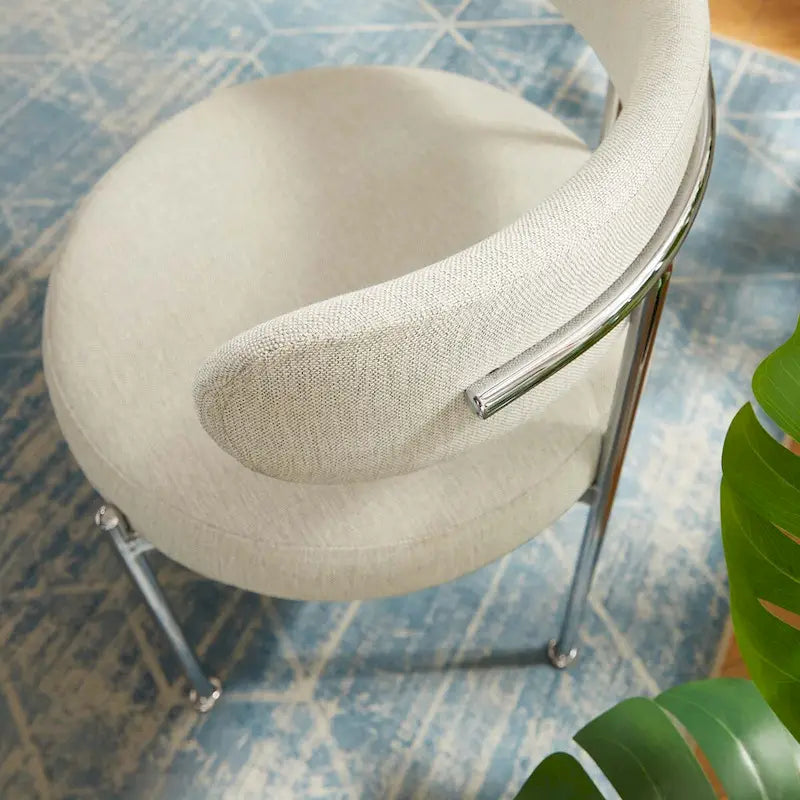 Grey/Beige Fabric Dining Side Chair, Set of 2