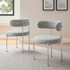 Grey/Beige Fabric Dining Side Chair, Set of 2