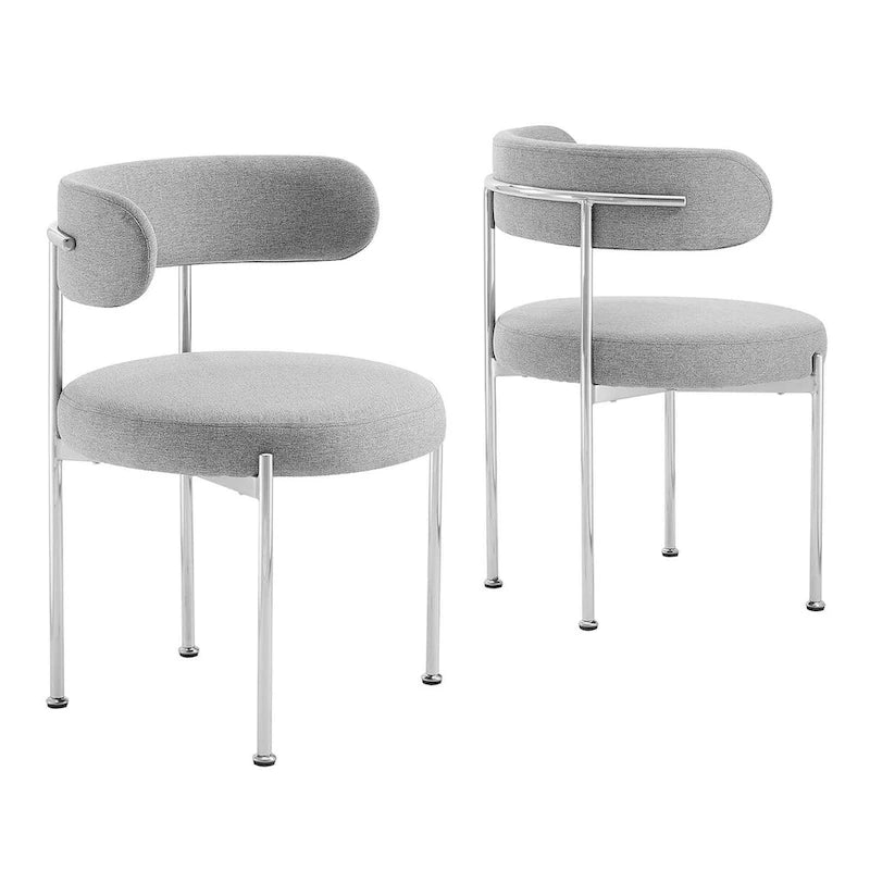 Grey/Beige Fabric Dining Side Chair, Set of 2