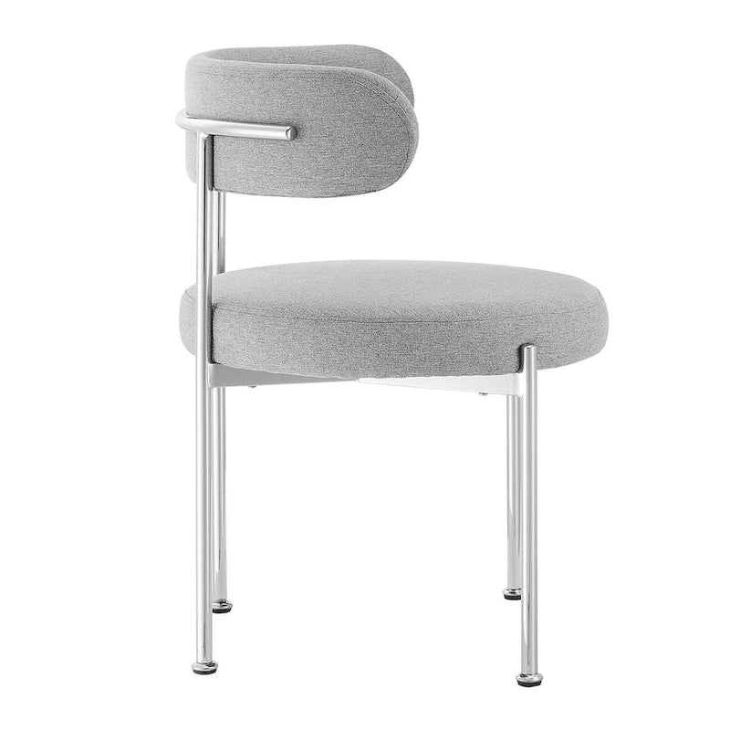 Grey/Beige Fabric Dining Side Chair, Set of 2