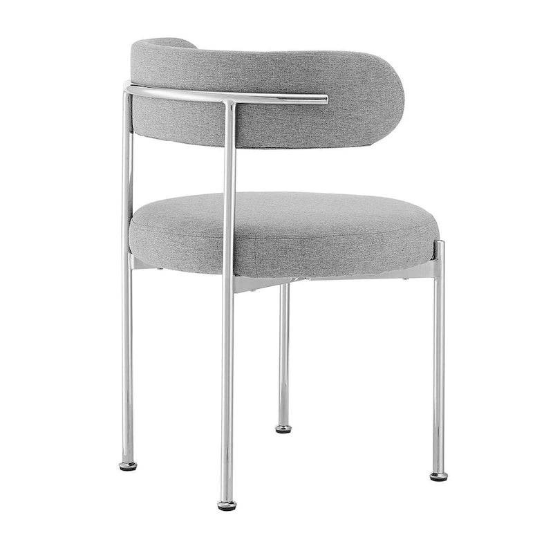 Grey/Beige Fabric Dining Side Chair, Set of 2