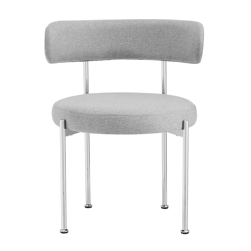 Grey/Beige Fabric Dining Side Chair, Set of 2