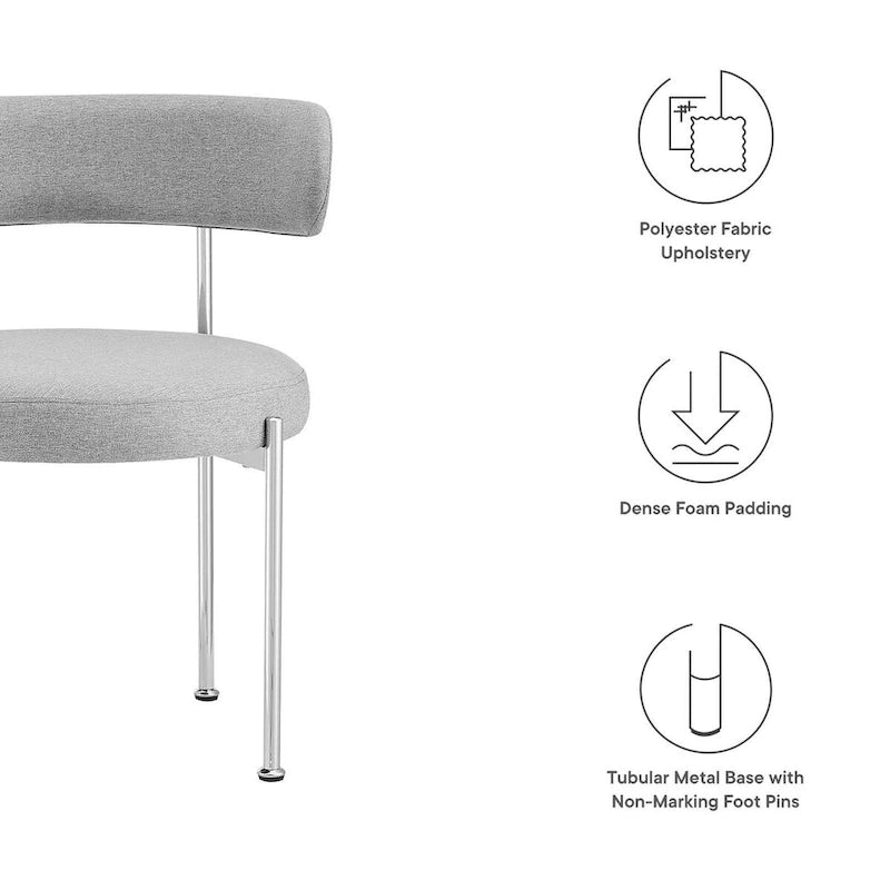 Grey/Beige Fabric Dining Side Chair, Set of 2