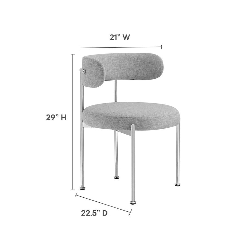 Grey/Beige Fabric Dining Side Chair, Set of 2