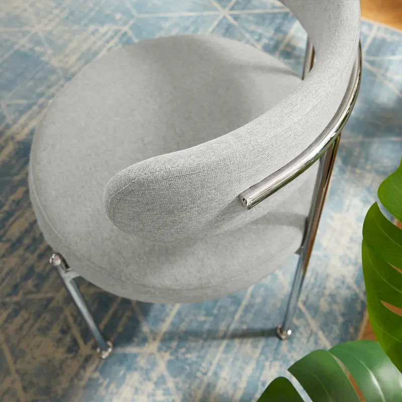 Grey/Beige Fabric Dining Side Chair, Set of 2