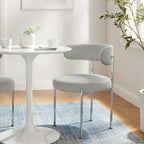 Grey/Beige Fabric Dining Side Chair, Set of 2