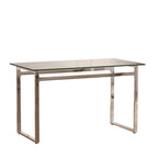 Transparent Rectangular Glass Dining Table, Silver Chrome Legs, Seats 4–6