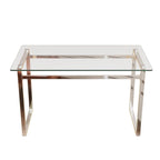 Transparent Rectangular Glass Dining Table, Silver Chrome Legs, Seats 4–6