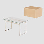 Transparent Rectangular Glass Dining Table, Silver Chrome Legs, Seats 4–6