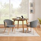 Chaise de salle à manger en tissu avec accoudoir semi-circulaire en bois, lot de 2 (jaune / gris / vert / orange / beige)