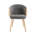 Chaise de salle à manger en tissu avec accoudoir semi-circulaire en bois, lot de 2 (jaune / gris / vert / orange / beige)