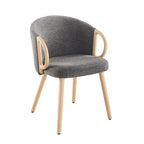 Chaise de salle à manger en tissu avec accoudoir semi-circulaire en bois, lot de 2 (jaune / gris / vert / orange / beige)