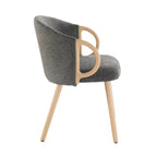 Chaise de salle à manger en tissu avec accoudoir semi-circulaire en bois, lot de 2 (jaune / gris / vert / orange / beige)