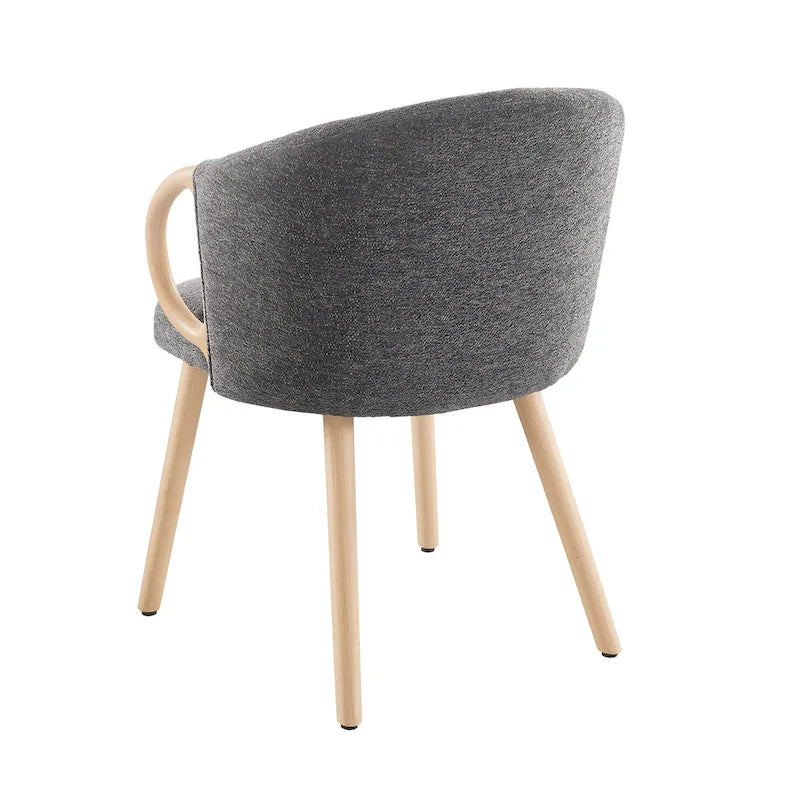 Chaise de salle à manger en tissu avec accoudoir semi-circulaire en bois, lot de 2 (jaune / gris / vert / orange / beige)
