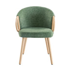 Chaise de salle à manger en tissu avec accoudoir semi-circulaire en bois, lot de 2 (jaune / gris / vert / orange / beige)