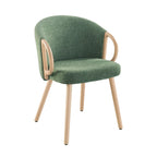Chaise de salle à manger en tissu avec accoudoir semi-circulaire en bois, lot de 2 (jaune / gris / vert / orange / beige)