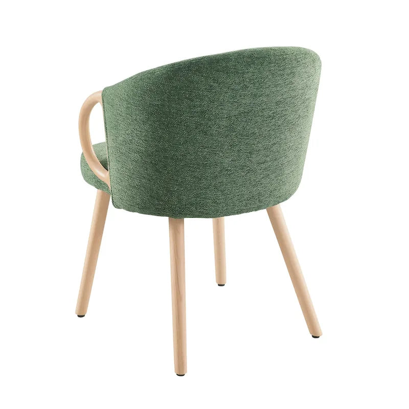 Chaise de salle à manger en tissu avec accoudoir semi-circulaire en bois, lot de 2 (jaune / gris / vert / orange / beige)