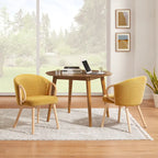 Chaise de salle à manger en tissu avec accoudoir semi-circulaire en bois, lot de 2 (jaune / gris / vert / orange / beige)
