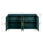 Console TV Buffet Vintage 2 Portes, Blanc Antique / Doré Antique / Bleu Marine