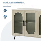 Console TV Buffet Vintage 2 Portes, Blanc Antique / Doré Antique / Bleu Marine
