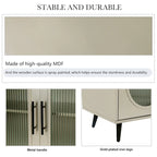 Console TV Buffet Vintage 2 Portes, Blanc Antique / Doré Antique / Bleu Marine