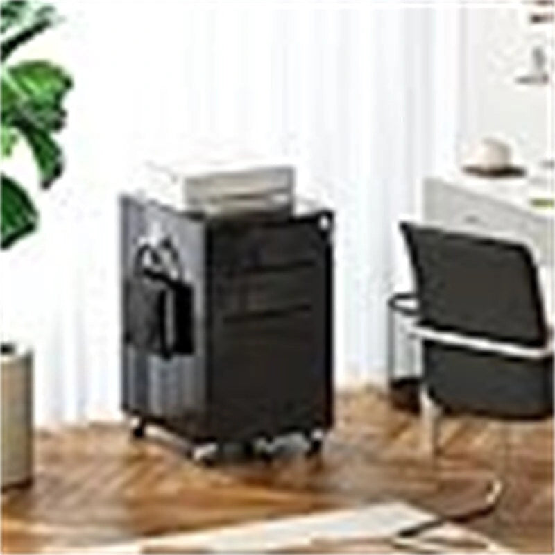 White / Black High-Gloss 3-Drawer Rolling File Cabinet, Locking, 1-Person
