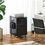 White / Black High-Gloss 3-Drawer Rolling File Cabinet, Locking, 1-Person