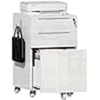 White / Black High-Gloss 3-Drawer Rolling File Cabinet, Locking, 1-Person