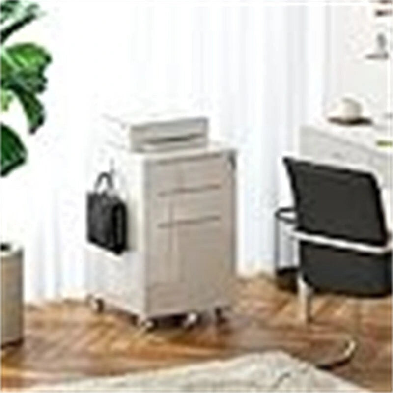 White / Black High-Gloss 3-Drawer Rolling File Cabinet, Locking, 1-Person