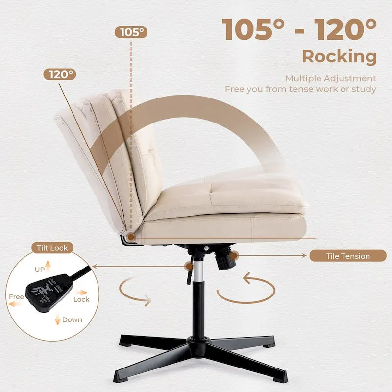 Chaise pivotante sans accoudoirs beige, une place