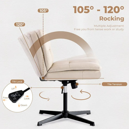 Beige Armless Swivel Chair, Single Seat