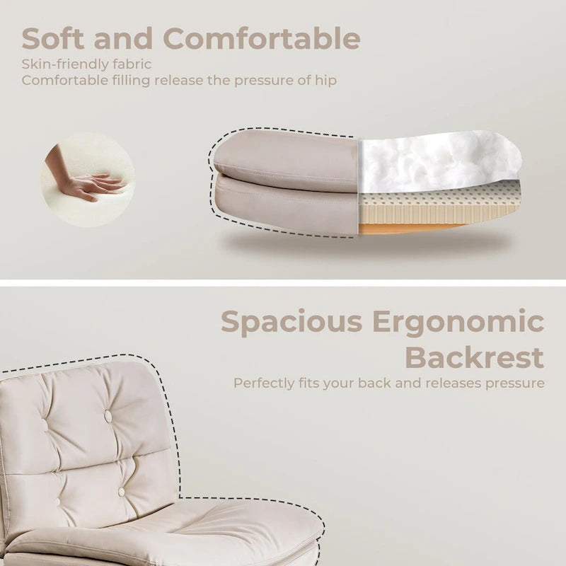 Chaise pivotante sans accoudoirs beige, une place