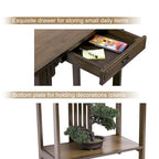 Brown Classic-Style Console Table with Drawer and Bottom Shelf
